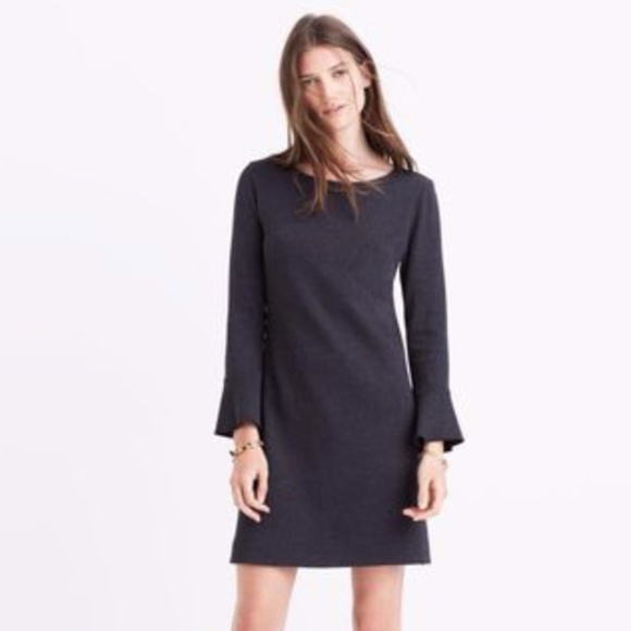 Madewell Women’s Knit Bell-Sleeve Shift Dress Deep Coal XXS - Picture 9 of 9